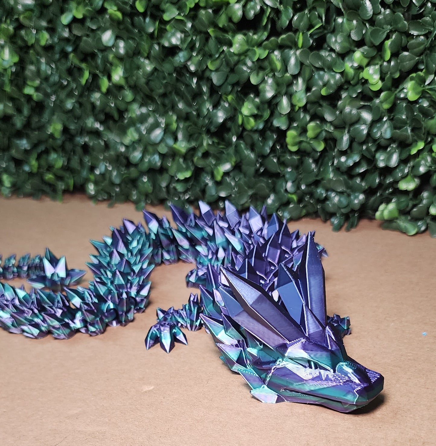 3D-Printed Crystal Dragon Purple and Green (24 Inches)