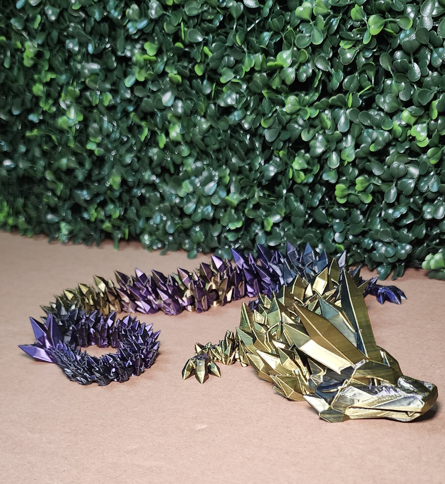 3D-Printed Crystal Dragon Purple and Gold (24 Inches)
