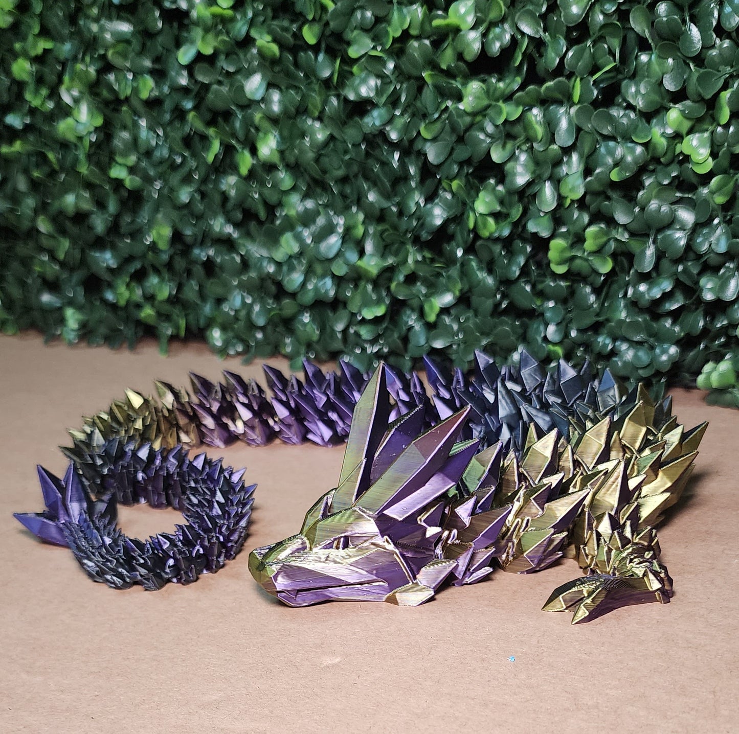 3D-Printed Crystal Dragon Purple and Gold (24 Inches)