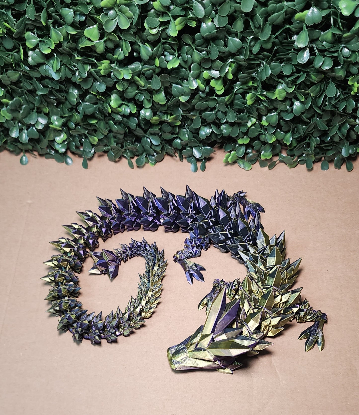 3D-Printed Crystal Dragon Purple and Gold (24 Inches)