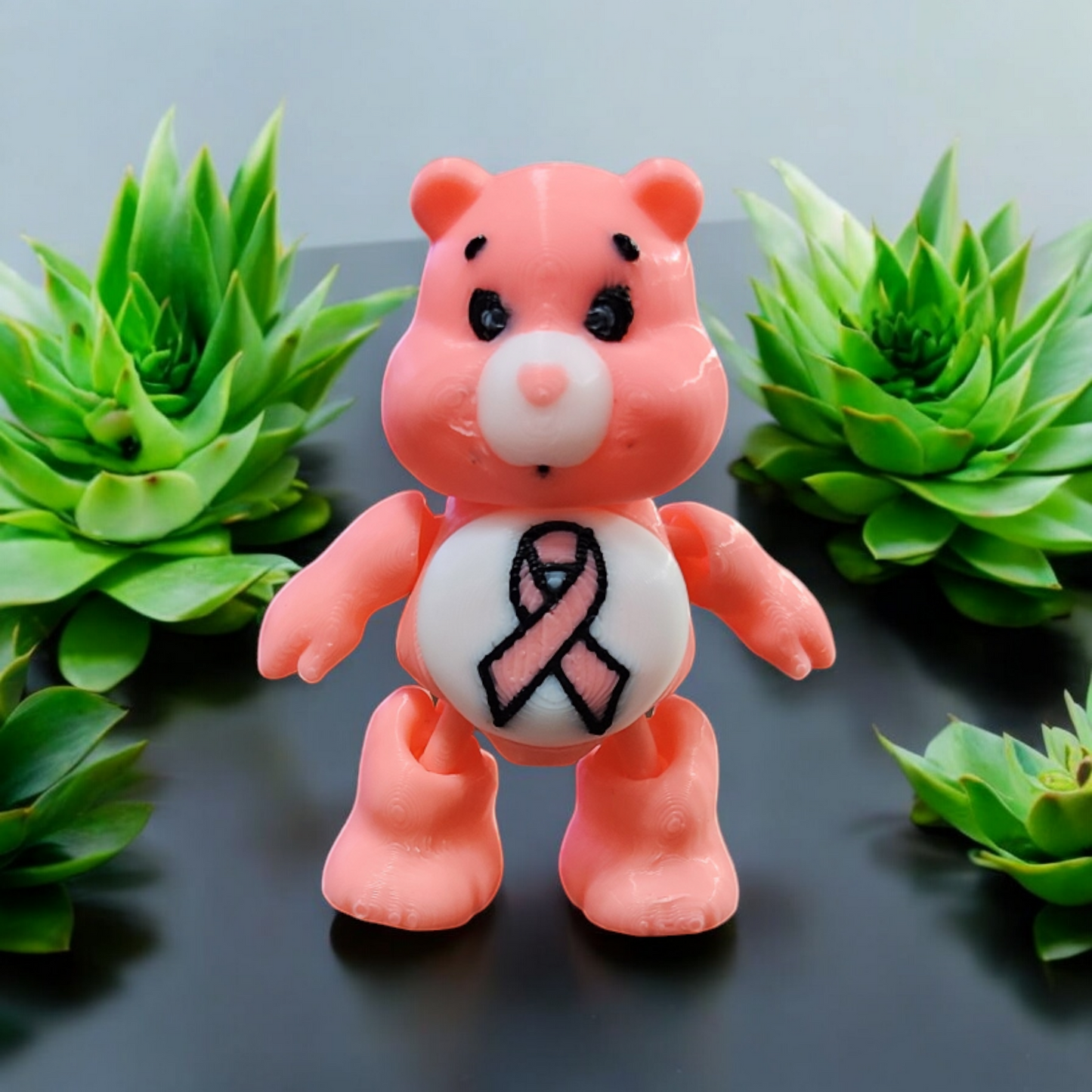 Adorable 3D-Printed Baby Care Bear Breast Cancer Awareness Light Pink