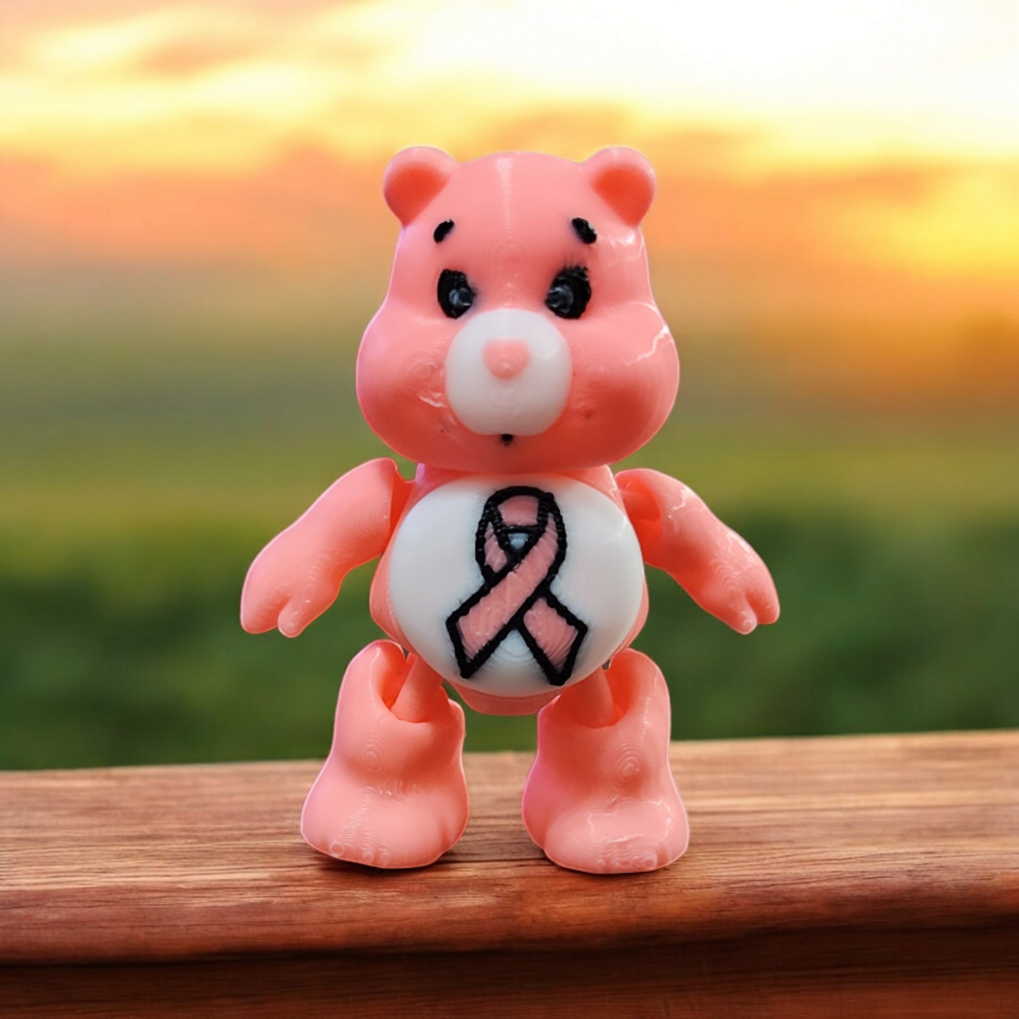 Adorable 3D-Printed Baby Care Bear Breast Cancer Awareness Light Pink